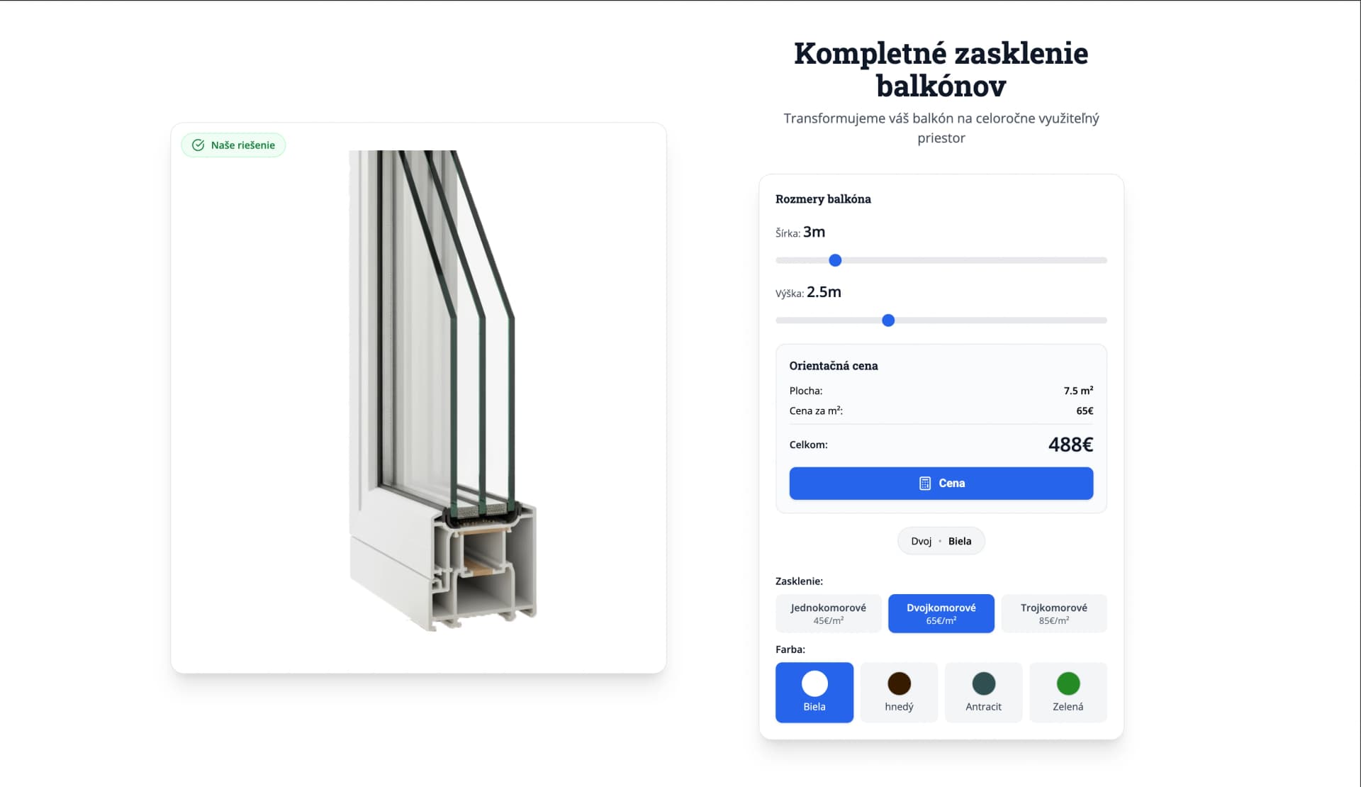 Balcon — Lead-gen web pre montáž balkónov a terás.