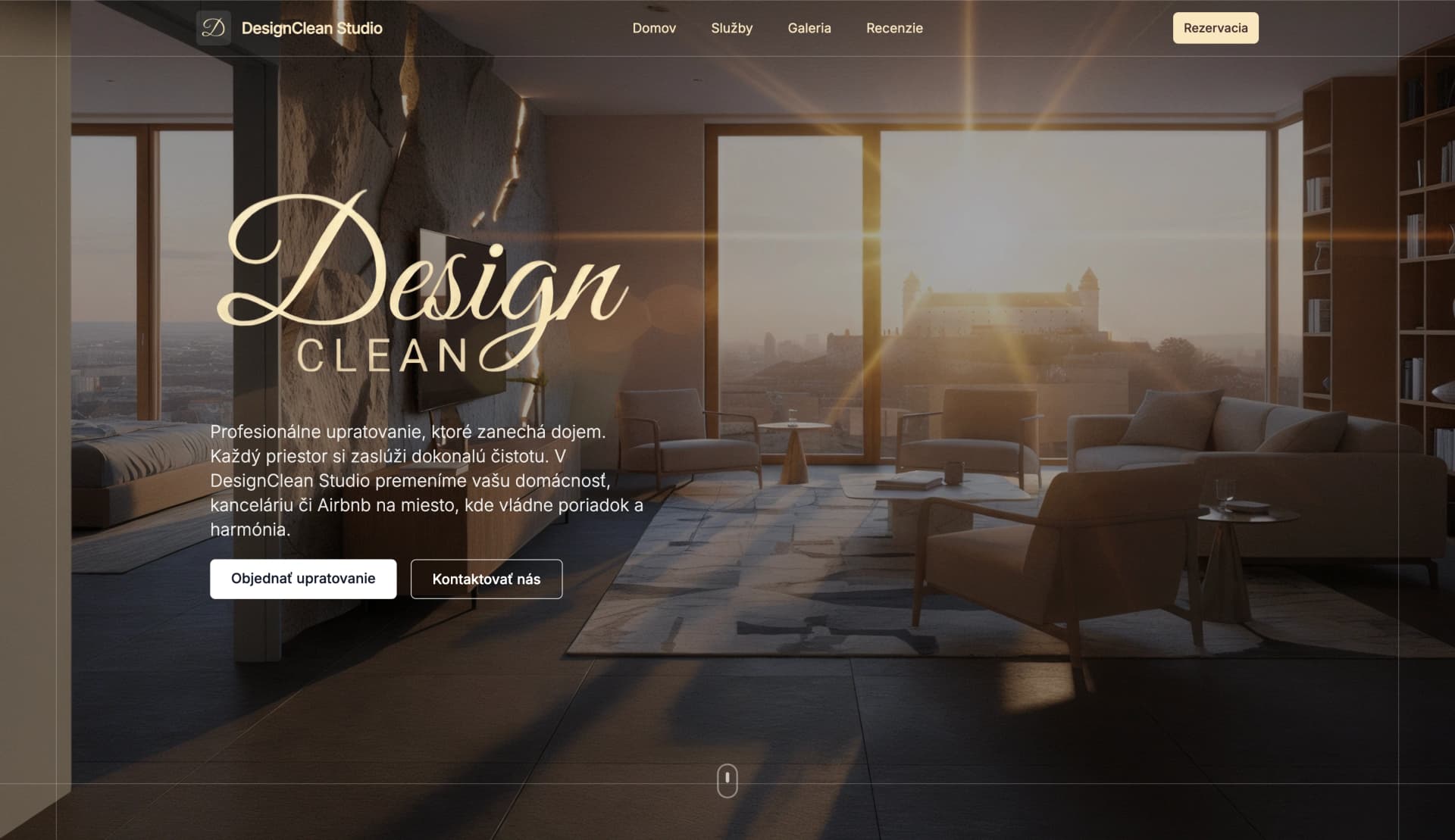 Design Clean Studio — Konverzný web pre upratovací startup.